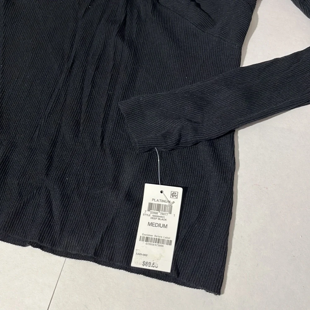 INC International Concepts Macy's black knit v neck long sleeved black shirt - Picture 2 of 6